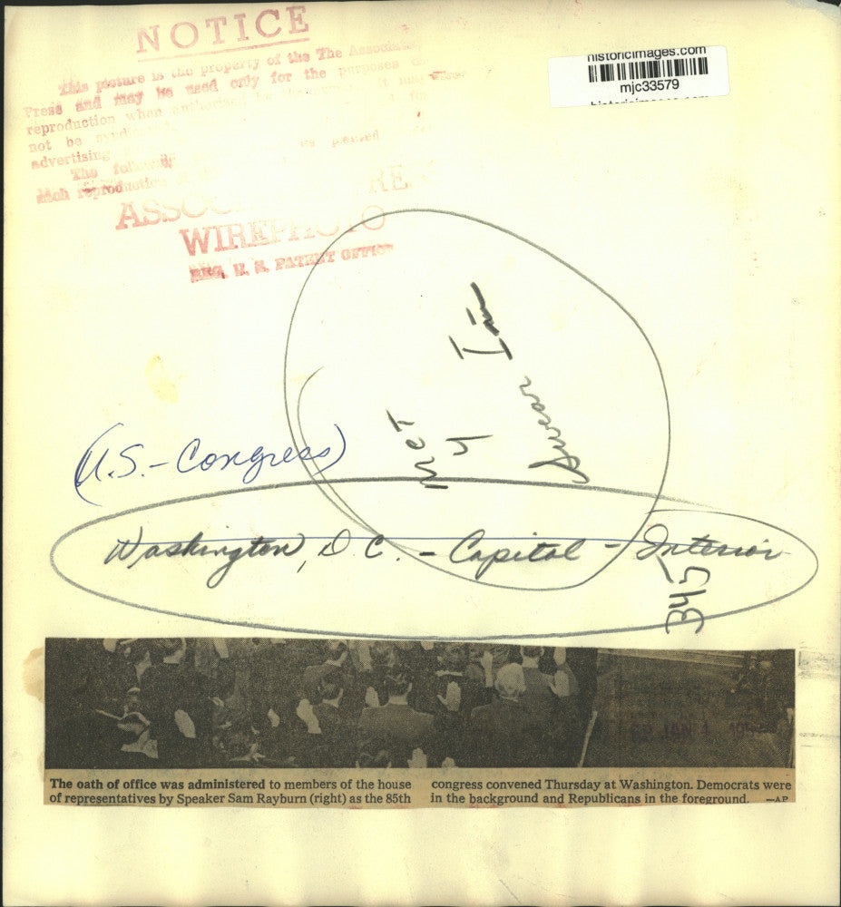 1957 Press Photo Speaker Rayburn Swears in New House of Representative Members