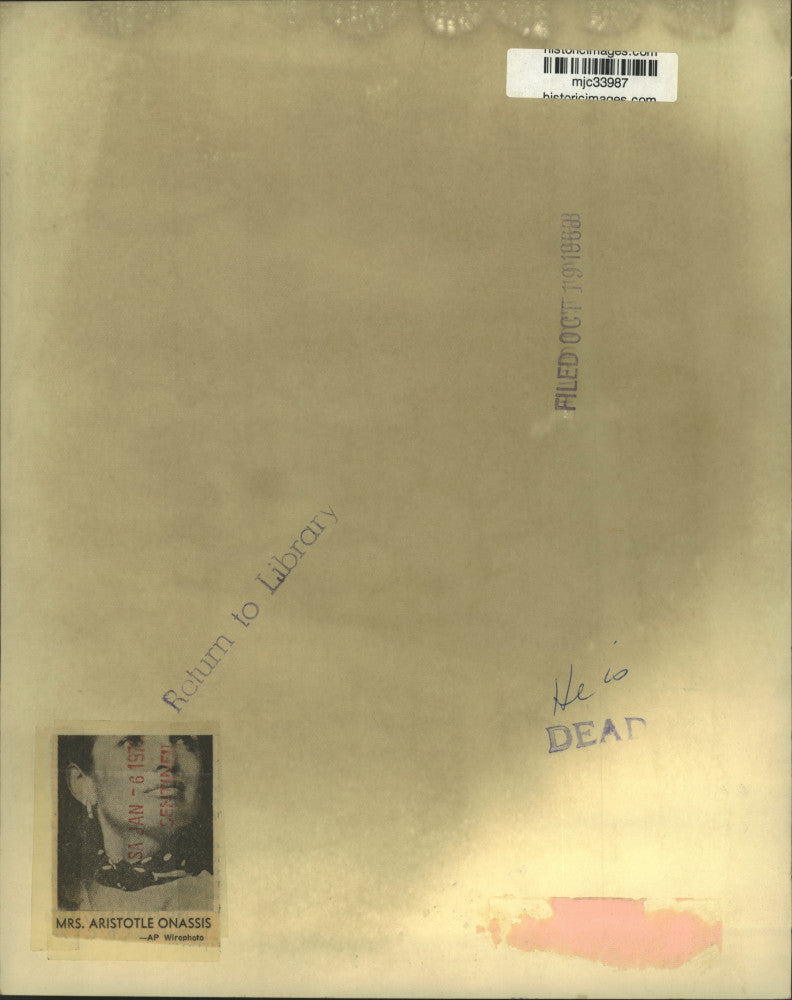 1968 Press Photo Jacqueline Kennedy and Aristotle Onassis - mjc33987