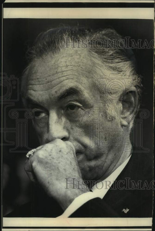 1973 Press Photo Maurice Stans at Senate Watergate committee hearing