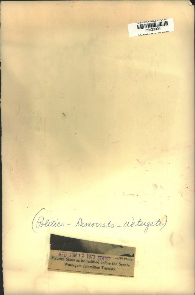 1973 Press Photo Maurice Stans at Senate Watergate committee hearing