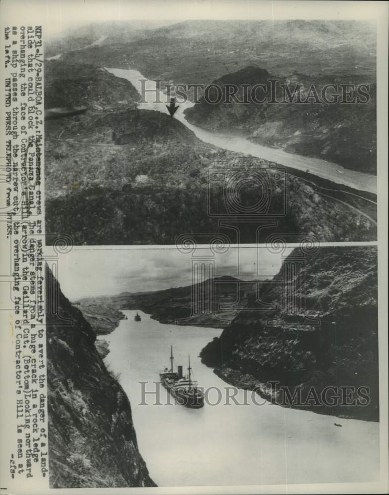 1954 Press Photo Contractor&#39;s Hill and Gaillard Cut at Panama Canal - mjc33997- Historic Images