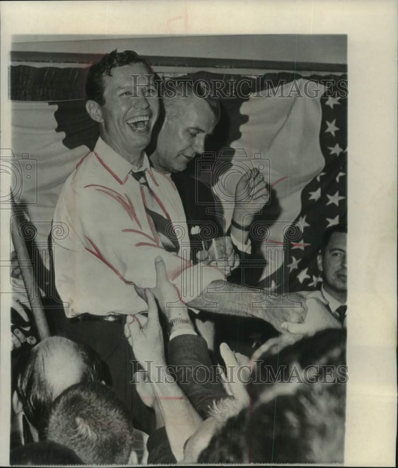 Load image into Gallery viewer, 1962 Press Photo Senator Carl Sanders celebrates election as Georgia Governor
