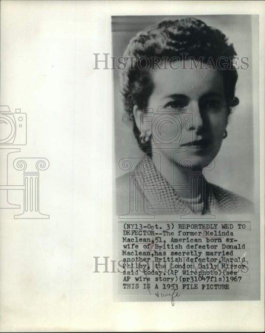 1953 Press Photo Melinda Maclean marries another British defector, Harold Philby- Historic Images