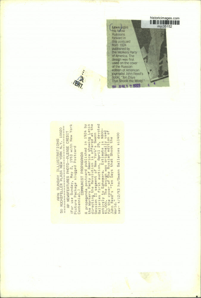 1924 Press Photo Lennin urges Russians forward in 1924 post card - mjc35152