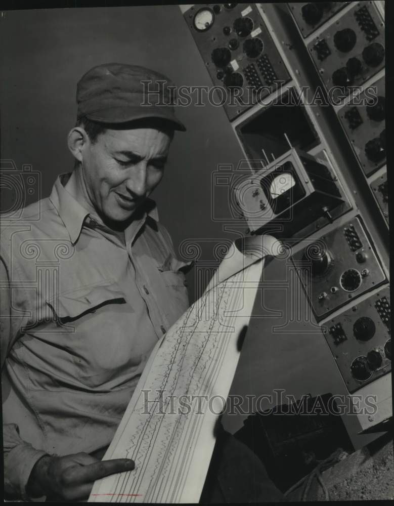 1953 Press Photo Lake Michigan, John S. Sumner, Madison Research Assistant- Historic Images