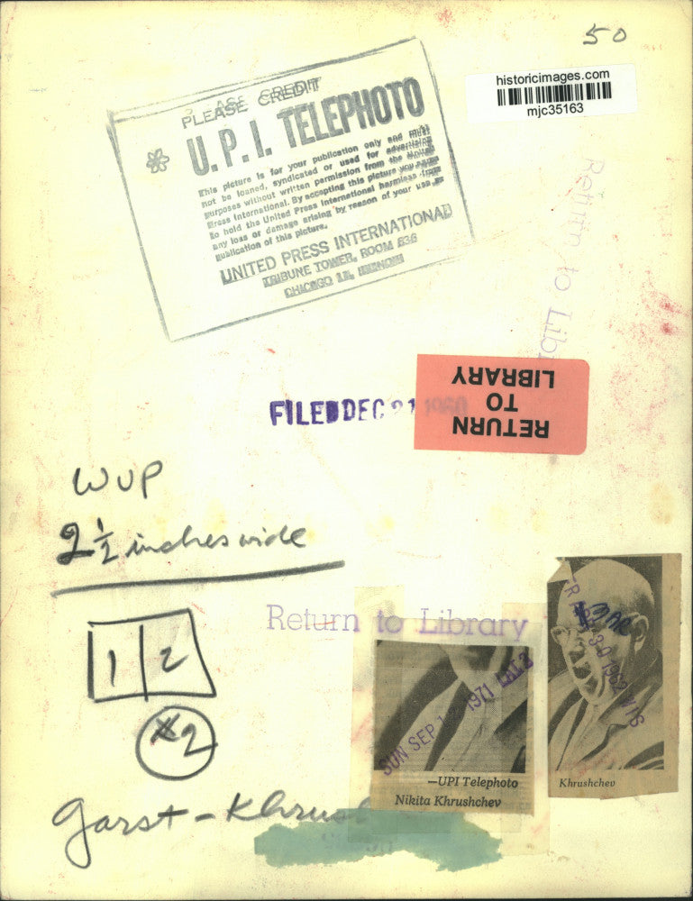 1960 Press Photo Soviet Premier Nikita Khrushchev during U.N. General Assembly