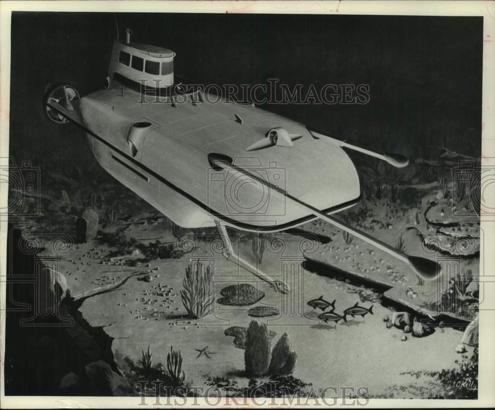 1968 Press Photo Deepstar 2000 research oceanography vehicle artist&#39;s sketch- Historic Images