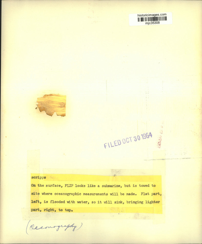 1964 Press Photo FLIP oceanographic measuring tool - mjc35308