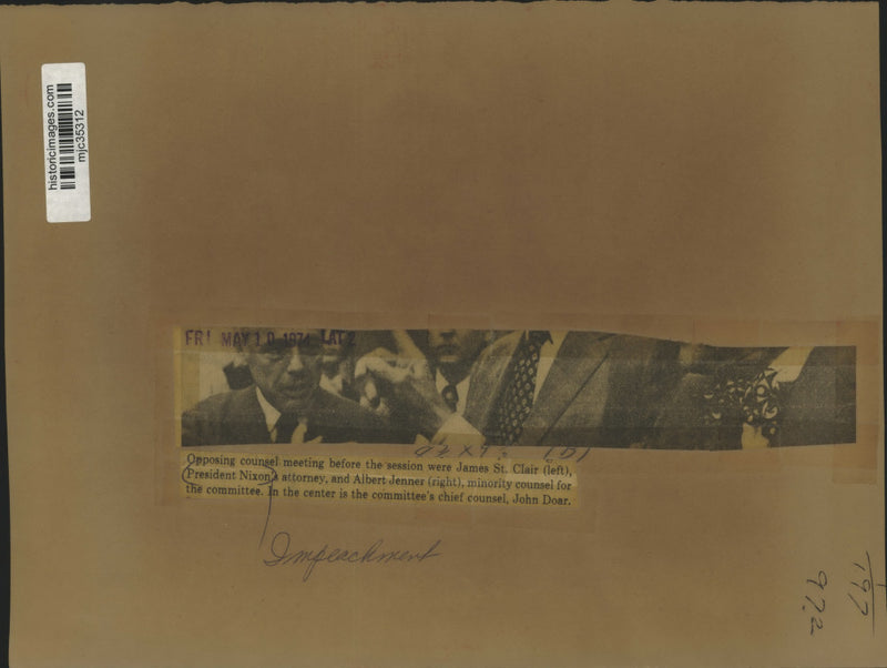 Load image into Gallery viewer, 1974 Press Photo James St. Clair and others at President Nixon Impeachment
