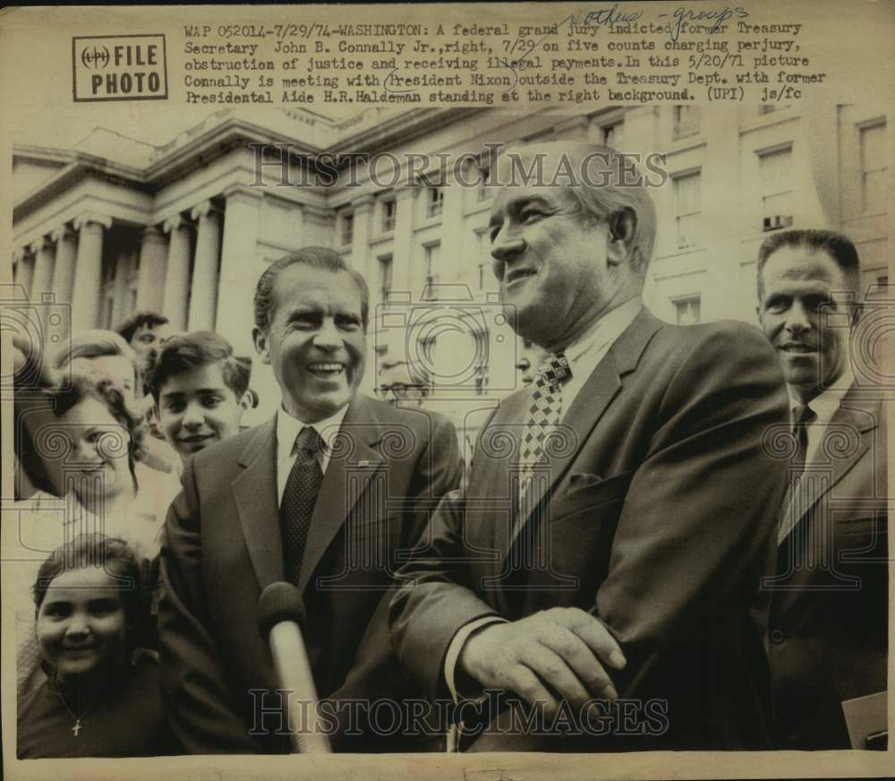 1971 Press Photo President Nixon, John Connolly and Halderman meet in Washington