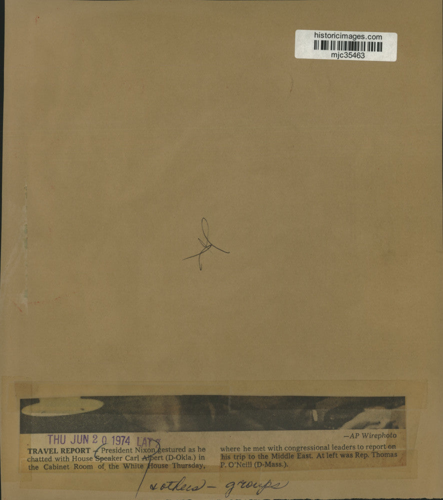 1974 Press Photo President Nixon chats with House Speaker Carl Albert