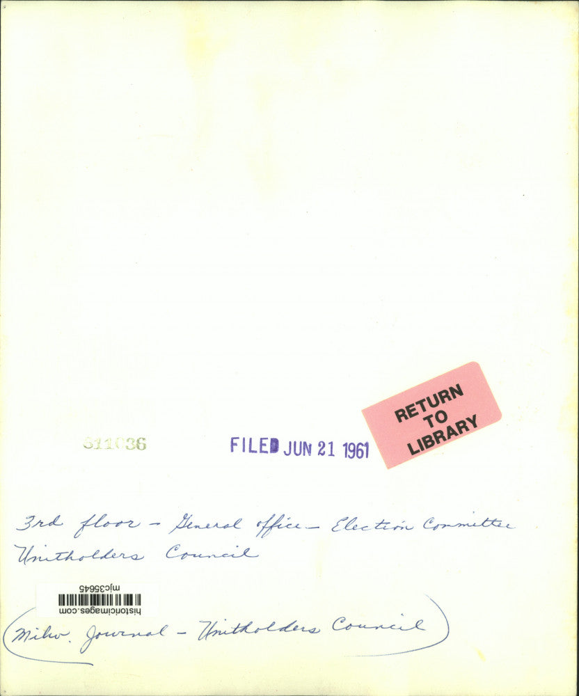 1961 Press Photo General office-Election Committee-Unitholders Council.