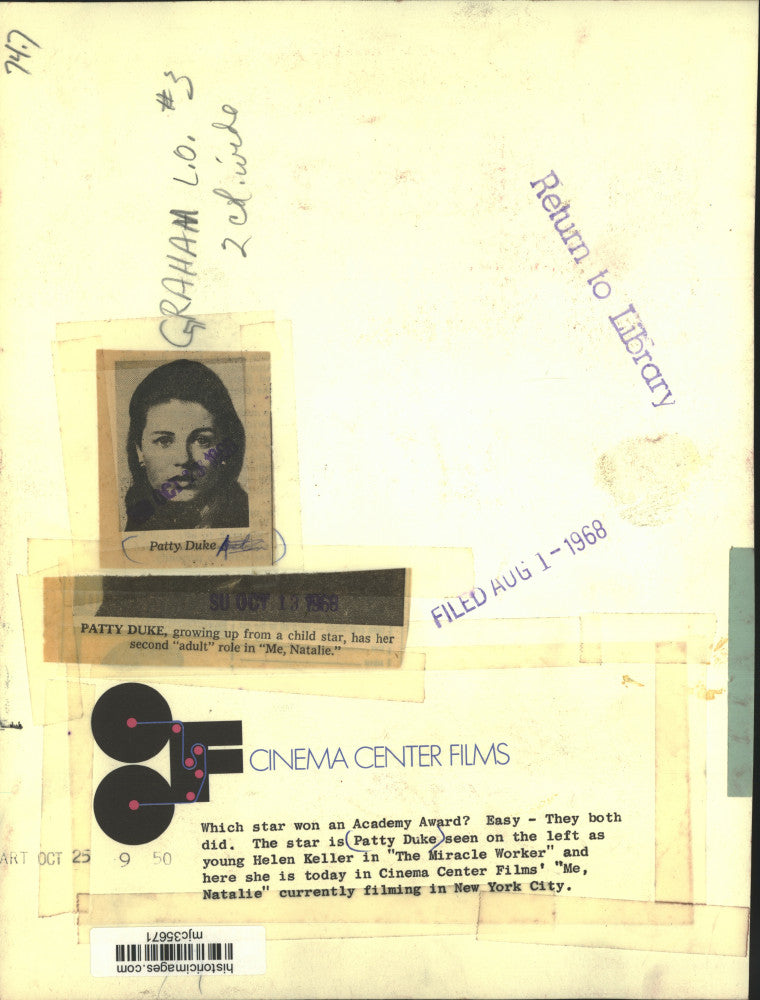 1968 Press Photo Actress Patty Duke as a child Helen Keller and currently.