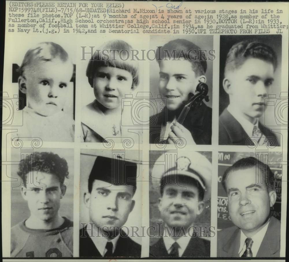 1968 Press Photo Richard M. Nixon at various stages in his life - mjc35750- Historic Images