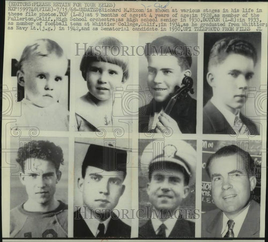 1968 Press Photo Richard M. Nixon at various stages in his life - mjc35750- Historic Images