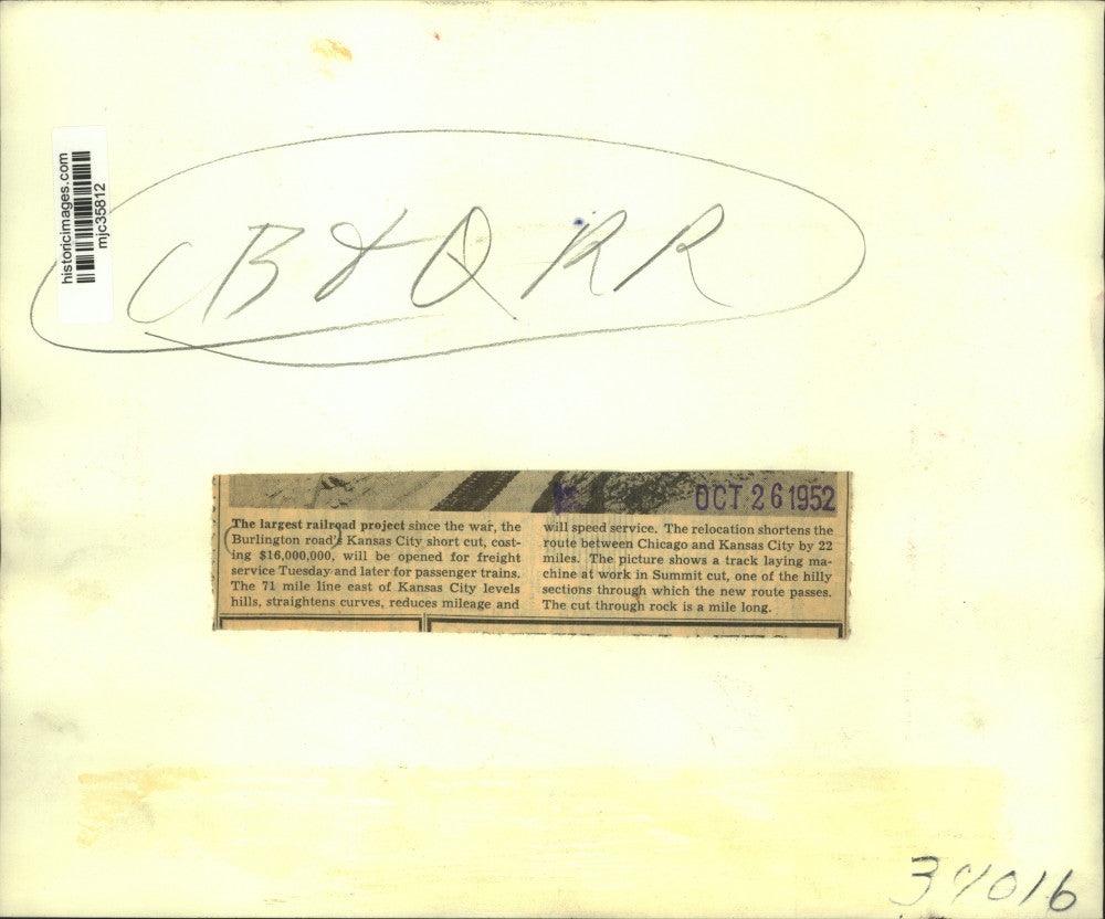 1952 Press Photo New Railroad track laying between Kansas City and Chicago