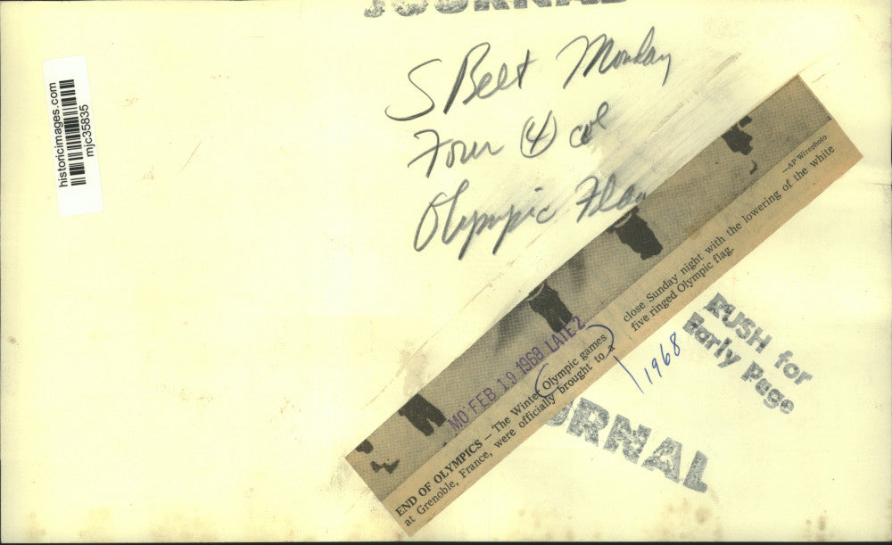 1968 Press Photo Winter Olympic Games at Grenoble, France brought to a close