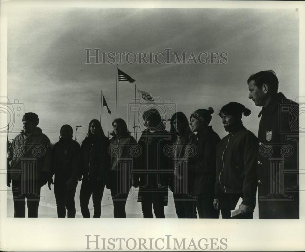 1968 Press Photo Seven women selected Olympic skaters and coaches at Skate Rink- Historic Images