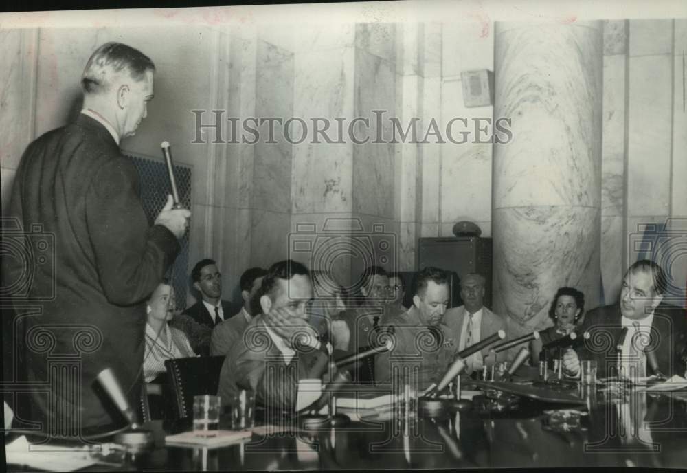 1954 Press Photo Sen. Symington reply to Sen. McCarthy at Army-McCarthy Hearings- Historic Images