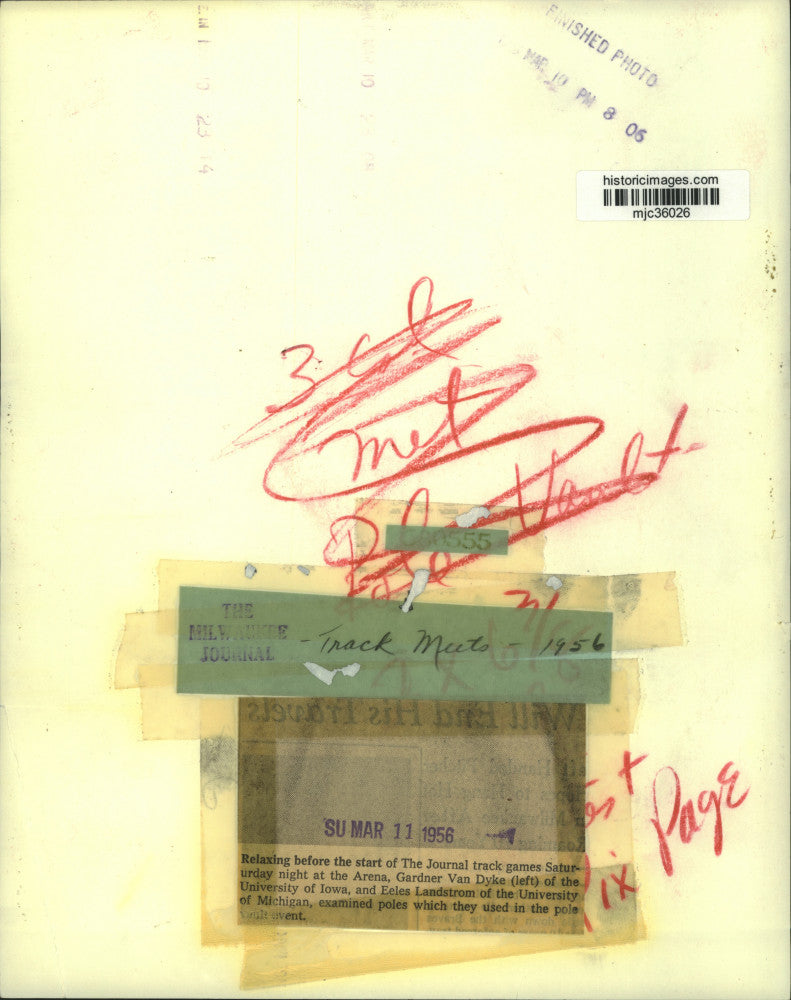 1956 Press Photo Gardner Van Dyke and Eeles Landstrom The Journal track games