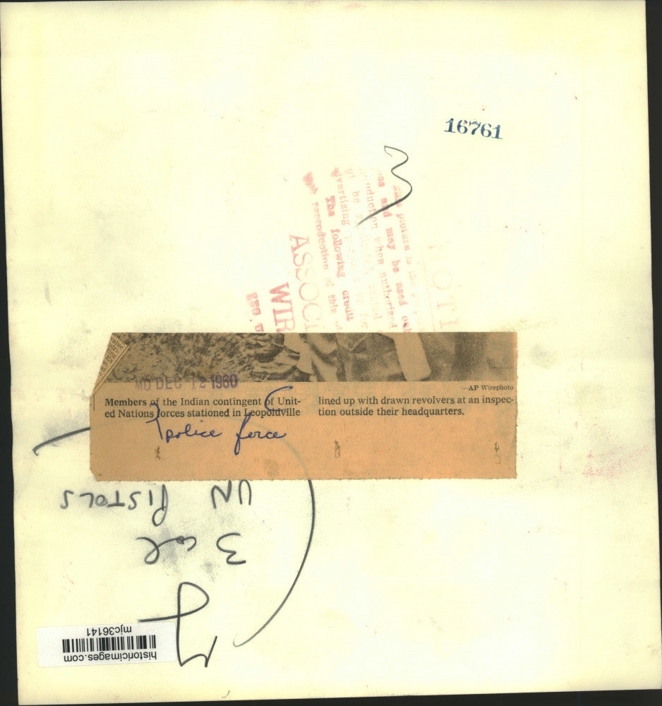 1960 Press Photo United Nations Forces From India Policing Leopoldville, Congo