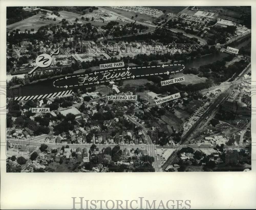 1964 Press Photo A view of Fox River, Milwaukee Journal's outboard regatta venue