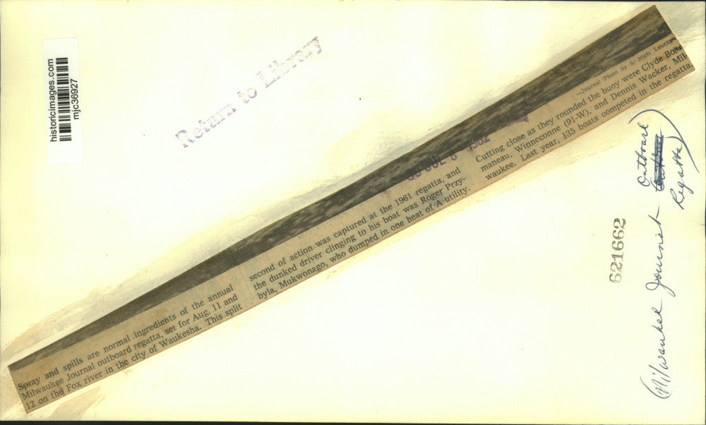 1961 Press Photo Milwaukee Journal outboard regatta on Fox river in Waukesha