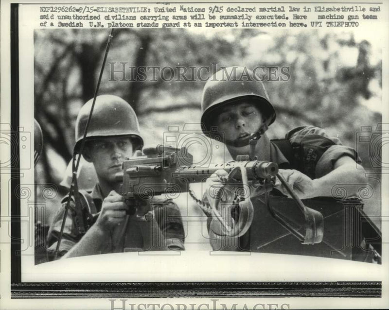 Load image into Gallery viewer, 1961 Press Photo Swedish U.N. platoon machine gun team near Elisabethville

