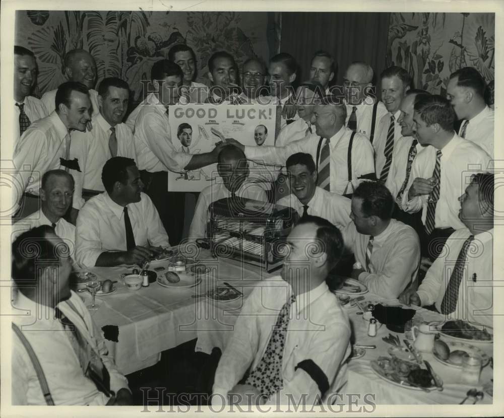 1953 Press Photo Farewell party in the advertising department, Milwaukee Journal- Historic Images