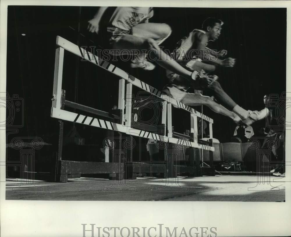1966 Press Photo Jumping hurdles at Milwaukee Journal track meets - mjc37197- Historic Images