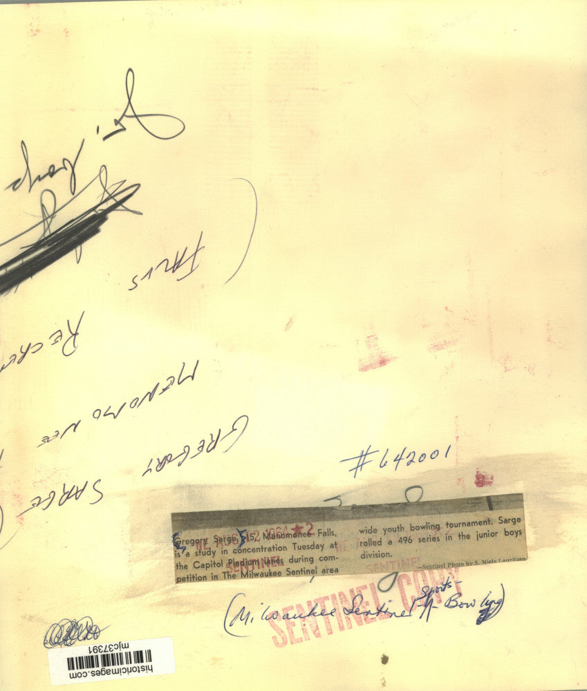 1964 Press Photo 15 year-old Gregory Sarco bowls at Capitol Pladium, tournament