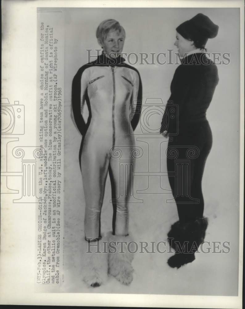 1968 Press Photo United States Olympic Ski Team outfit choices Chamrousse France- Historic Images