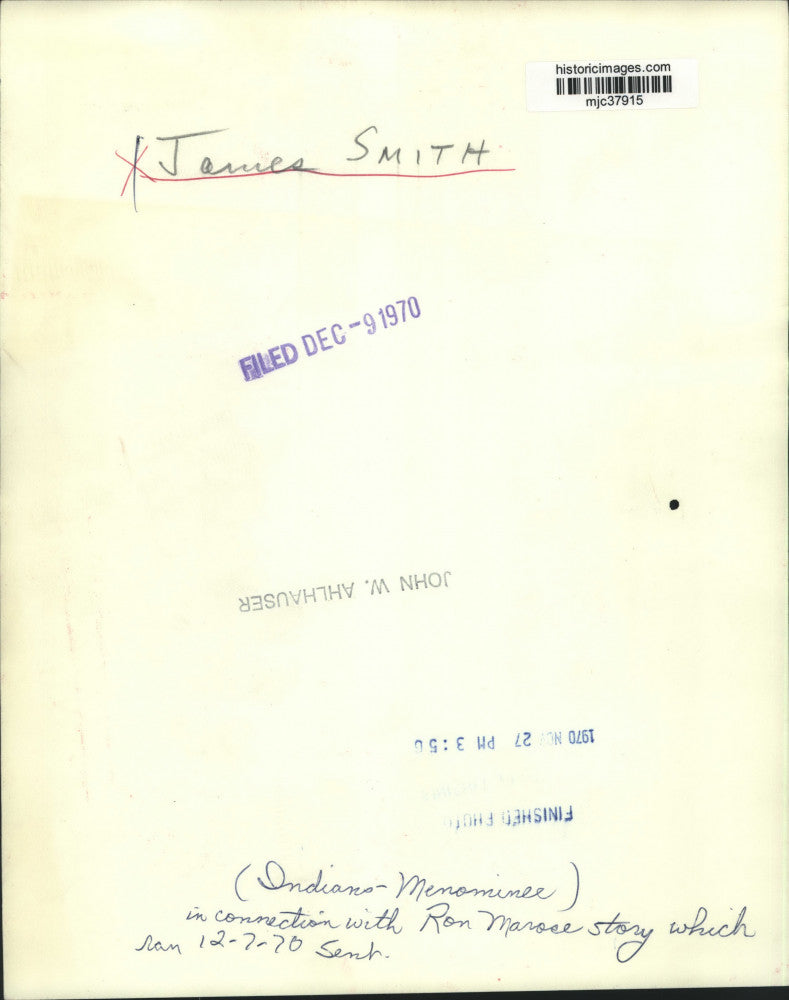 1970 Press Photo James Smith in connection with Ron Marose story, Wisconsin