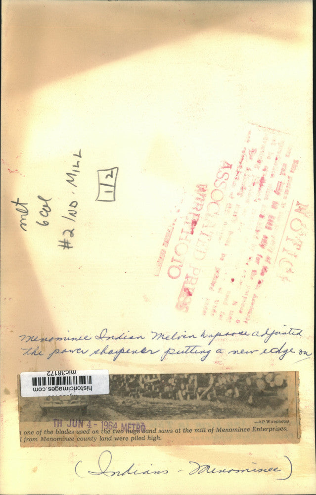 1964 Press Photo Logs piled high on Menominee county land, Wisconsin - mjc38172