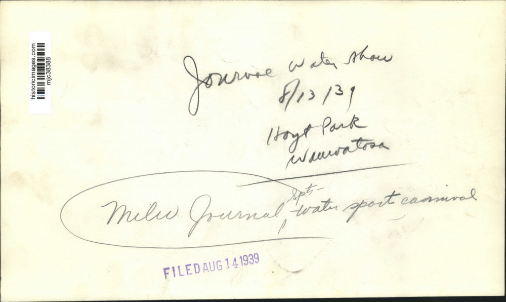 1939 Press Photo The Milwaukee Journal Water Show at Hoyt Park, Wauwatosa