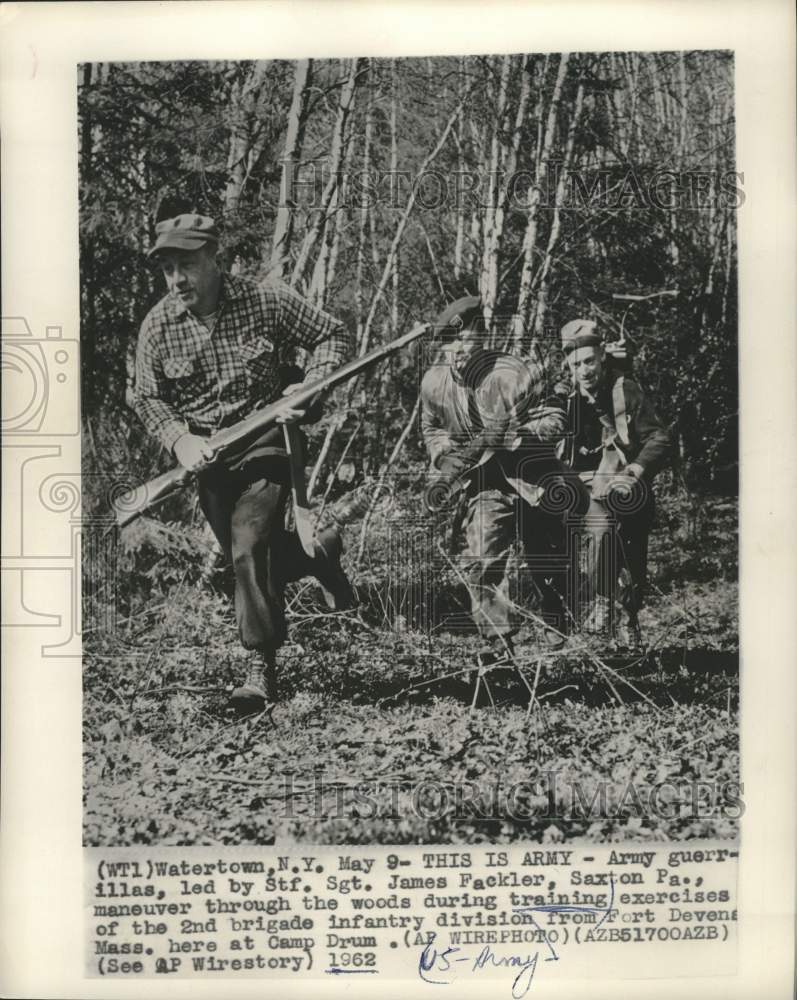 1962 Press Photo Army guerrillas led by Staff Sergeant James Fackler, New York