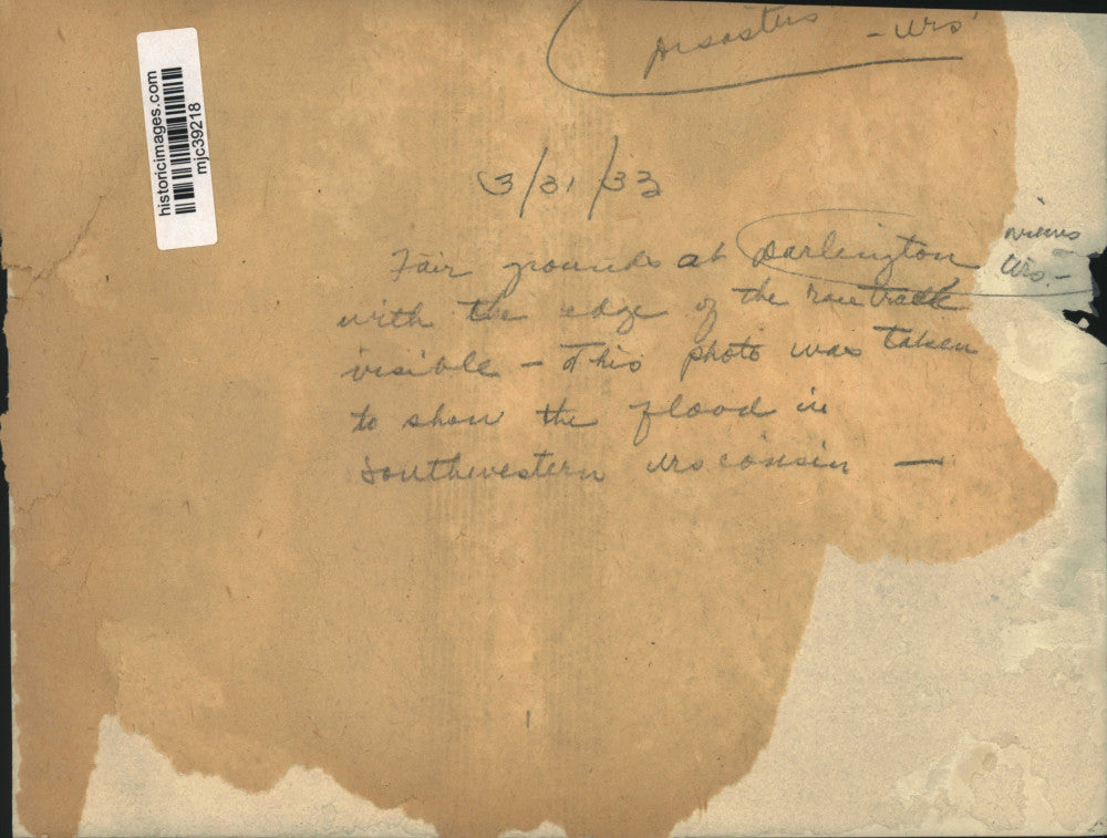 1933 Press Photo Flooded fair grounds in Darlington, Wisconsin - mjc39218