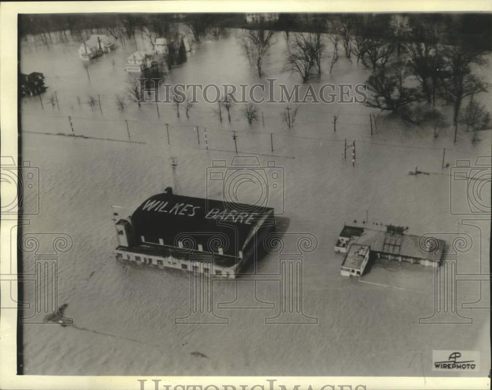 1936 Press Photo Aerial view of Susquehanna River floodwaters in Pennsylvania- Historic Images