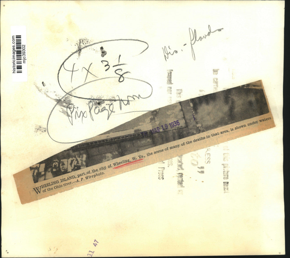 1936 Press Photo Wheeling Island Under Water in West Virigina - mjc39302