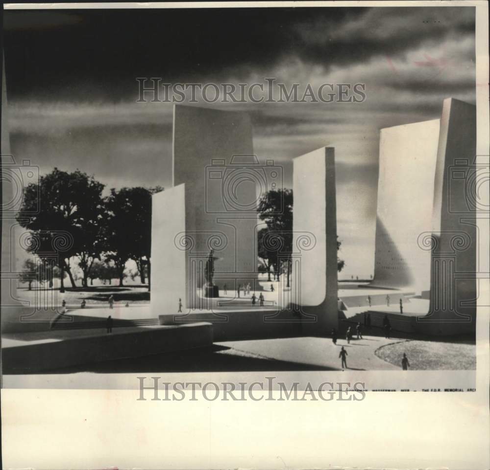 1964 Press Photo Rejected Design for Memorial to President Franklin D. Roosevelt- Historic Images