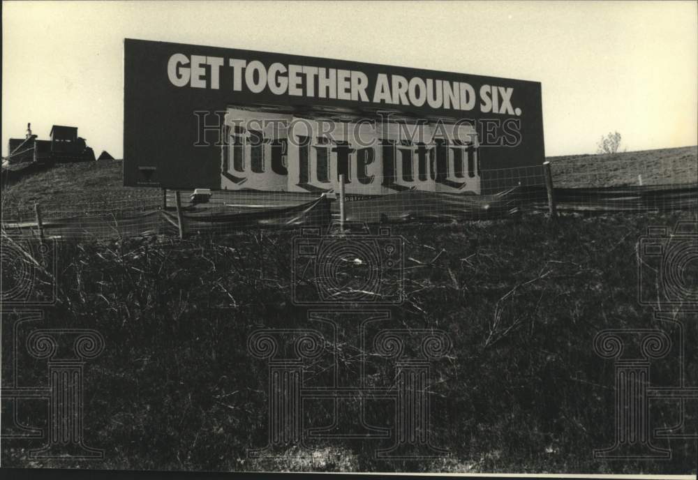 1993 Press Photo Patrick Media Group Inc. billboard promoting Miller Beer, WI- Historic Images