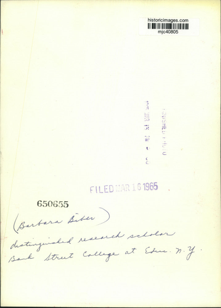 1965 Press Photo Barbara Biber, Research Scholar, Bank Street College