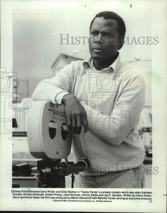 1982 Press Photo Director Sidney Poiter on the set of his film, "Hanky Panky"- Historic Images