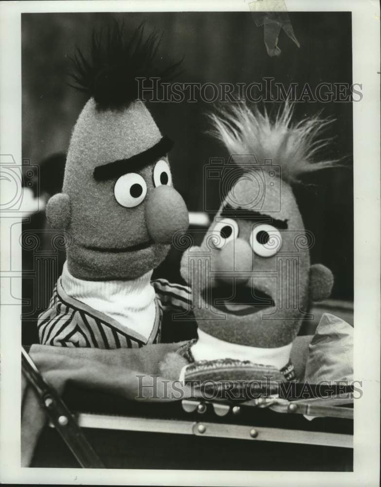 1977 Press Photo New baby Muppet &quot;Bart&quot; looks like &quot;Bert&quot; on &quot;Sesame Street&quot;- Historic Images