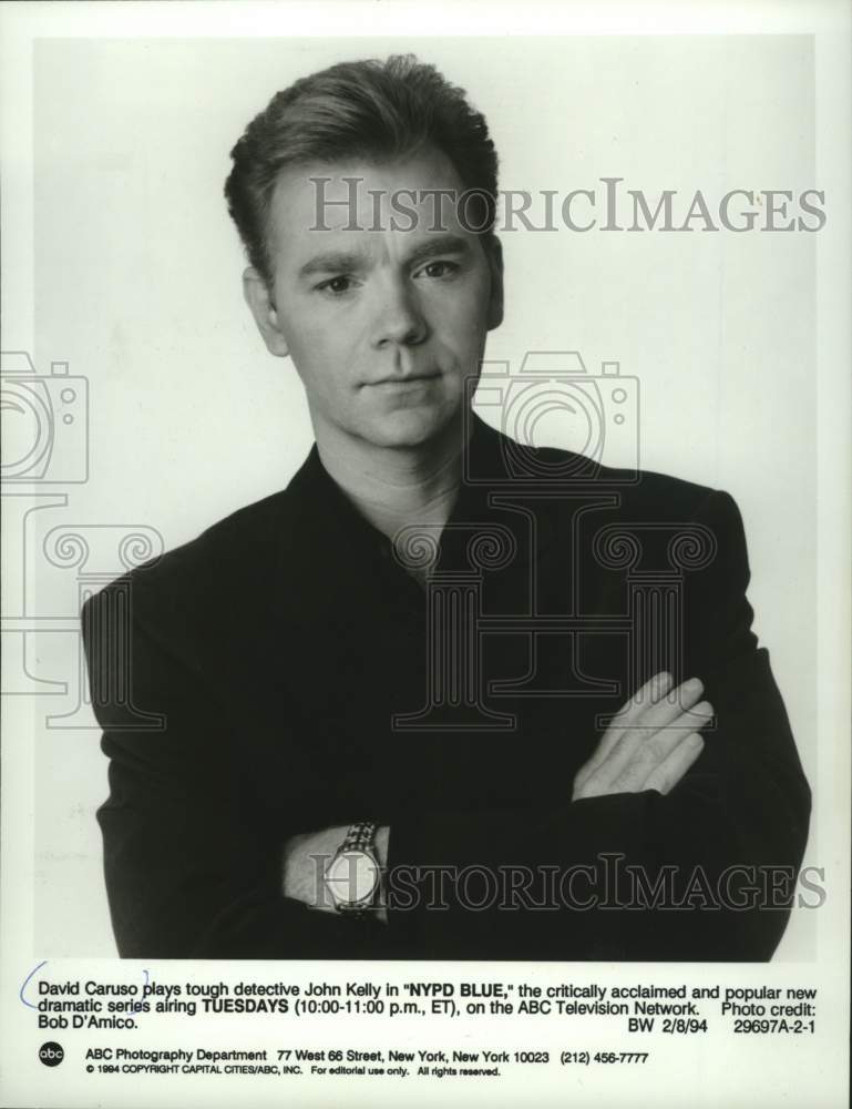 1994 Press Photo Actor David Caruso plays detective John Kelly in &quot;NYPD Blue&quot;- Historic Images