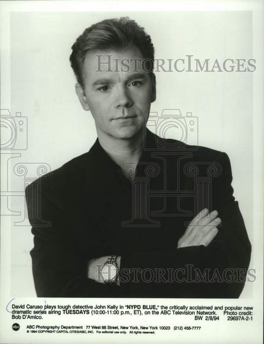 1994 Press Photo Actor David Caruso plays detective John Kelly in "NYPD Blue"- Historic Images