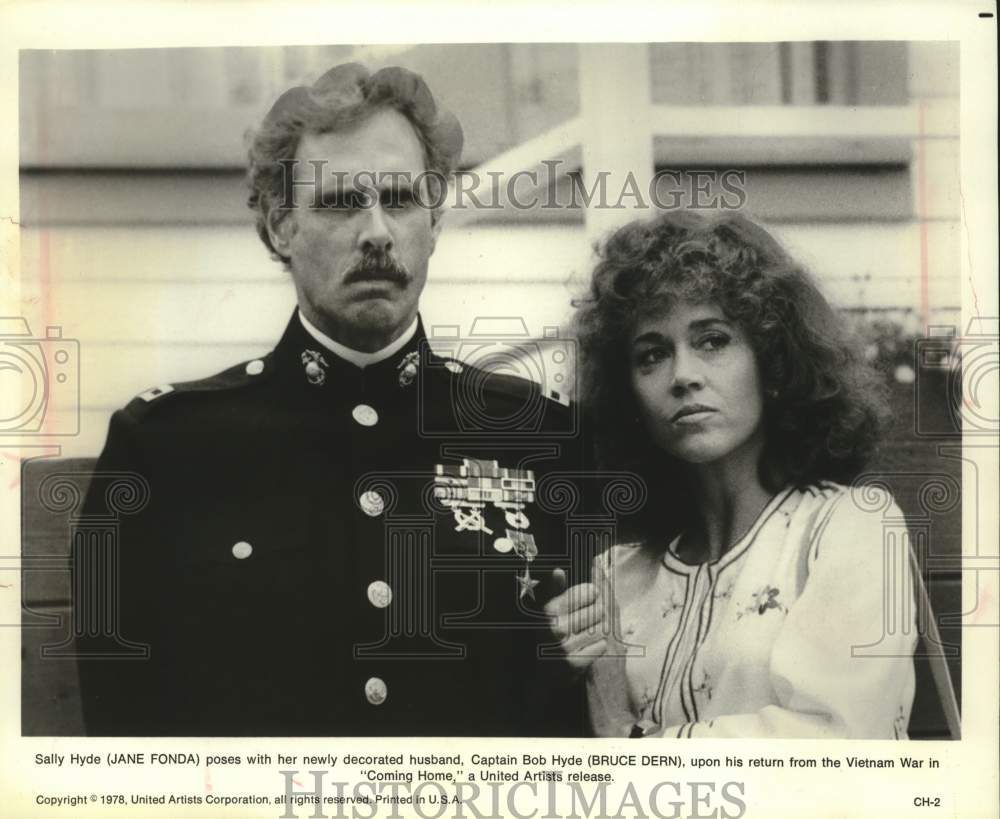 1978 Press Photo Jane Fonda, Bruce Dern, actors in new film "Coming Home"- Historic Images