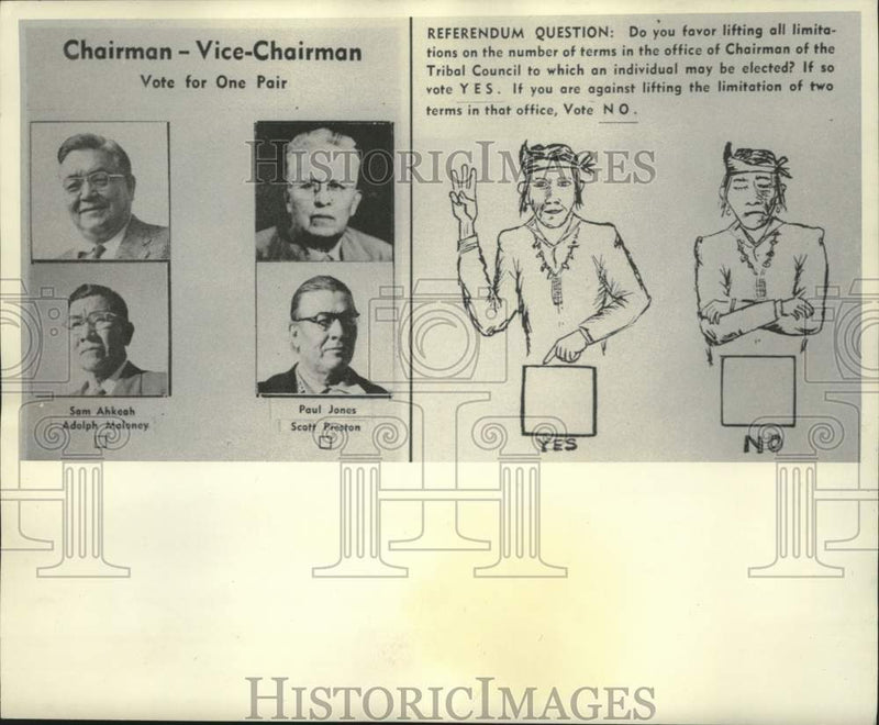 Load image into Gallery viewer, 1959 Press Photo Example of Navajo Indian tribal election ballot - mjc41208

