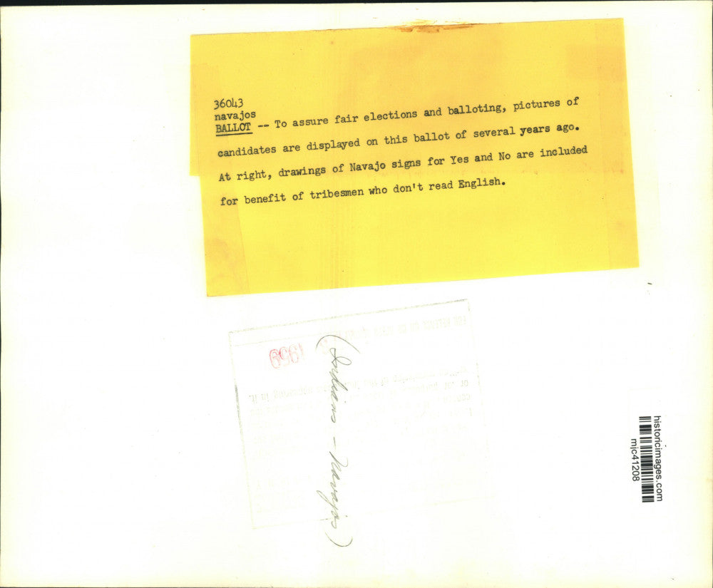 1959 Press Photo Example of Navajo Indian tribal election ballot - mjc41208