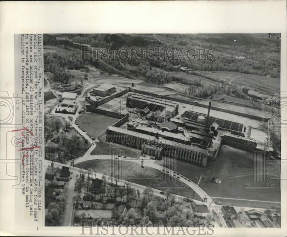 1968 Press Photo Aerial view of Atlanta federal prison, Atlanta Georgia- Historic Images